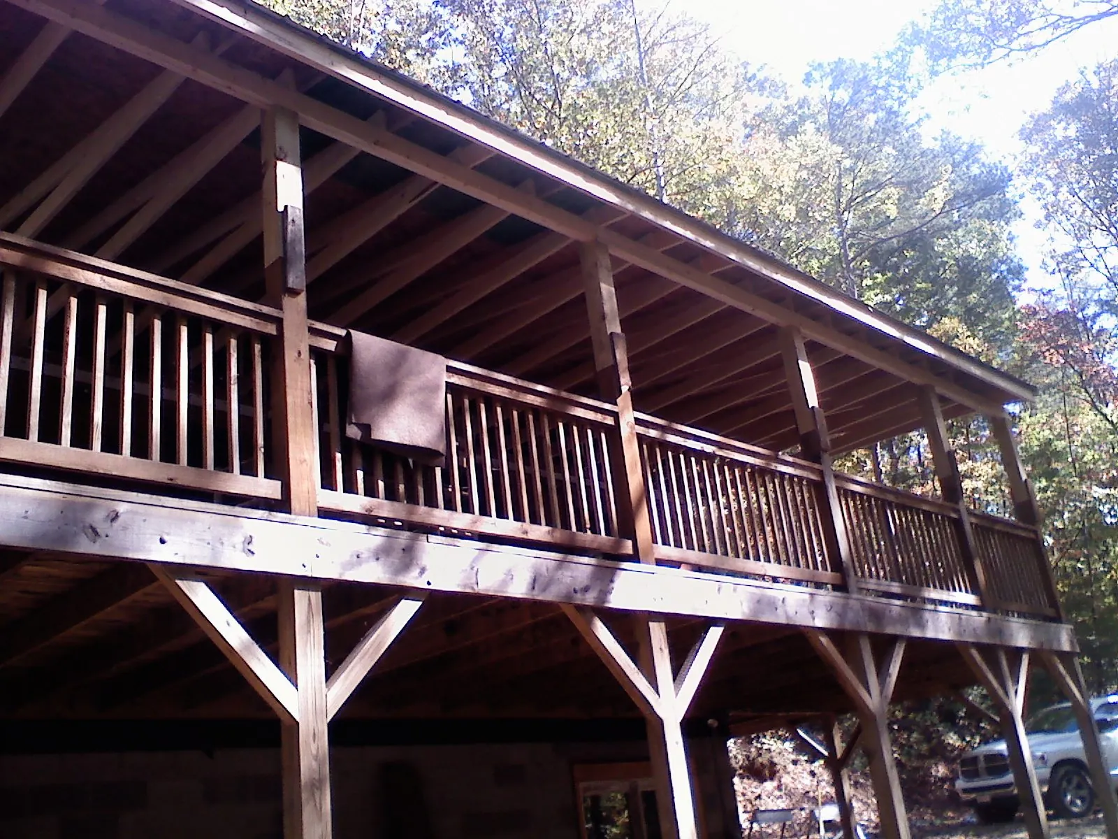 Timber framing under a new elevated porch and deck in Grand Ledge